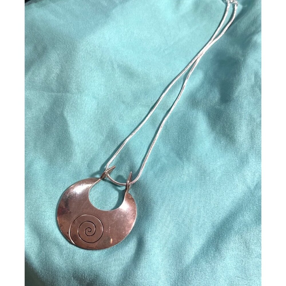 Vintage Dominique Dinouart 925 Sterling Silver Spiral Pendant Designer Necklace - Picture 10 of 13